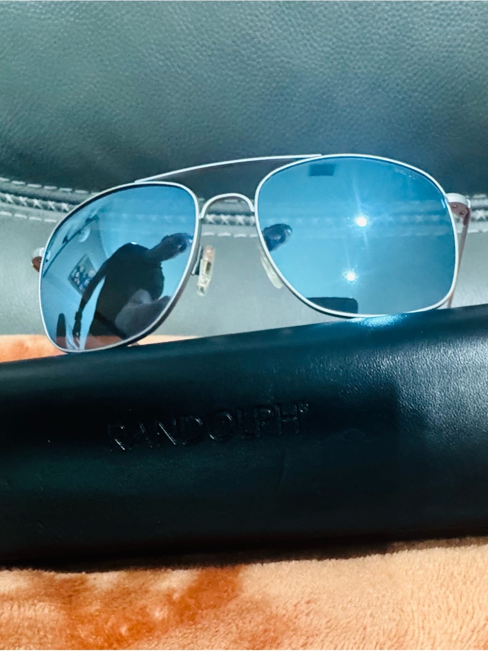 Randolph Aviator Anderson Sunglasses with Blue Mirrored Polarized Lenses